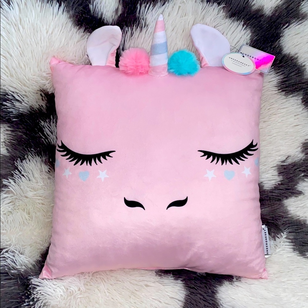 New Under One Sky PINK Unicorn Pillow